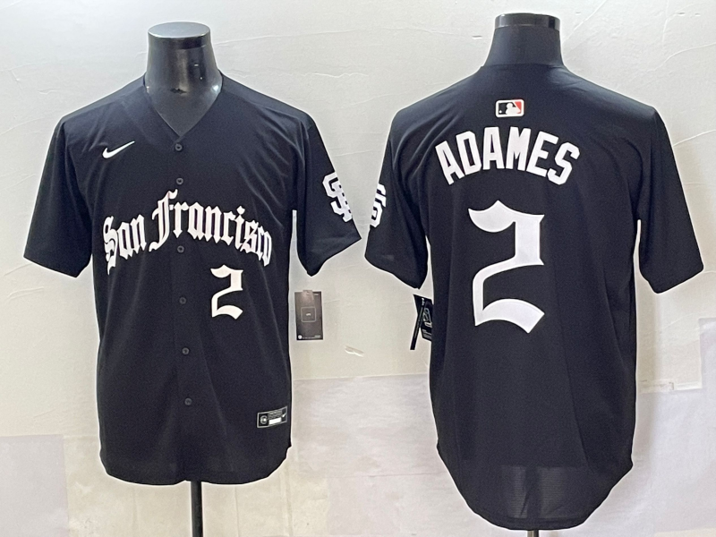 Men 2025 San Francisco Giants #2 Adames Black Five generations Joint Name Nike MLB Jersey style 6->san francisco giants->MLB Jersey